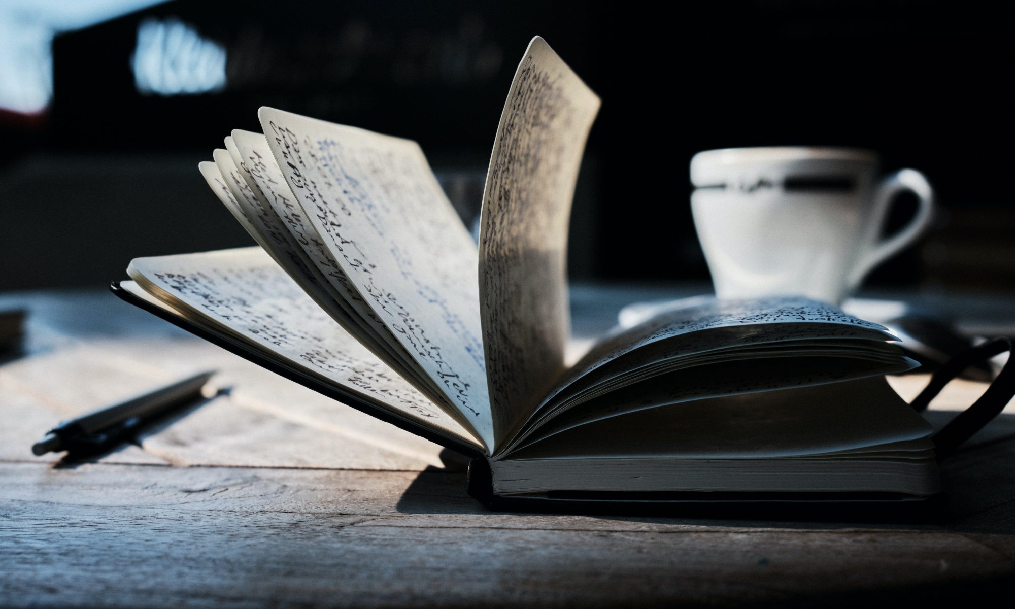 Pages in an open book